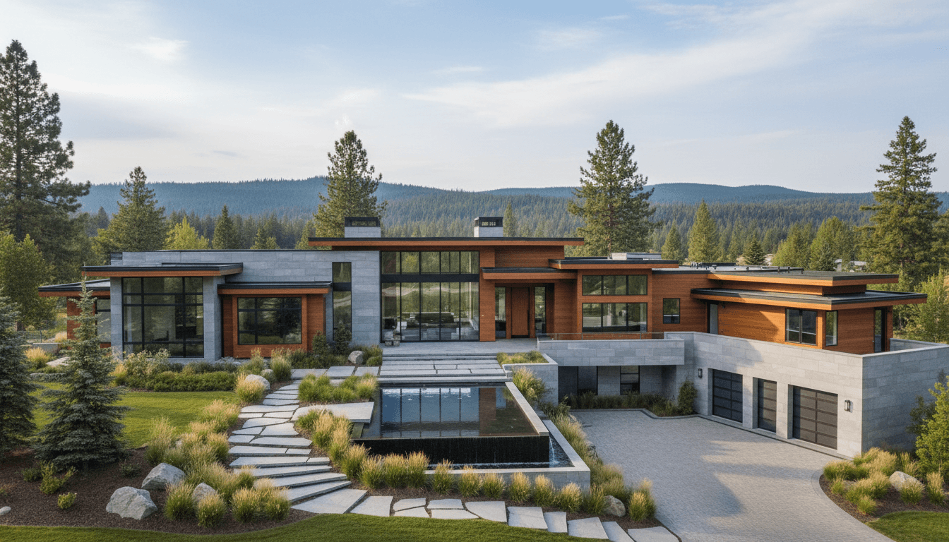 A luxury residential home in Hayden, Idaho showcasing premium architectural design and materials